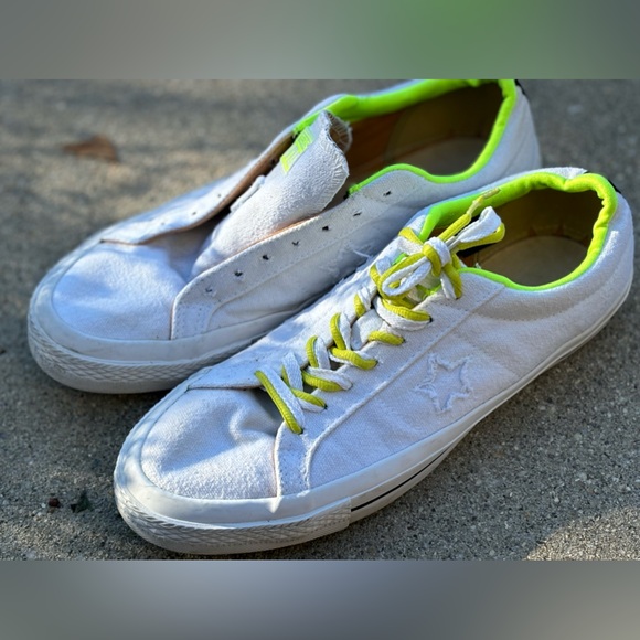 Converse One Star Shield Canvas Ox White/White/Volt US size Women 11.5 / men 10 - Picture 5 of 13